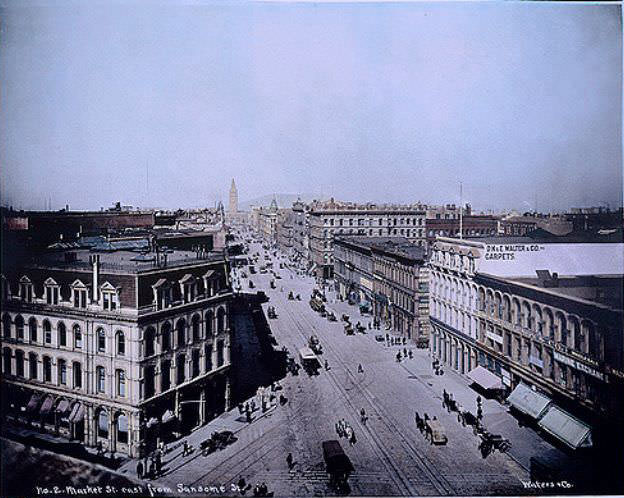 Market Street at Sansome, viewing east, circa 1890