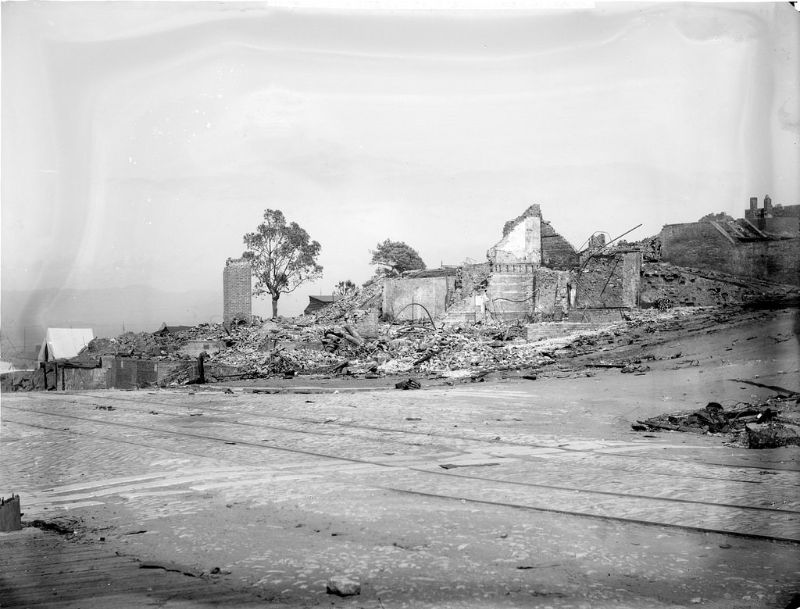 First and Harrison Streets looking southeast, 1906