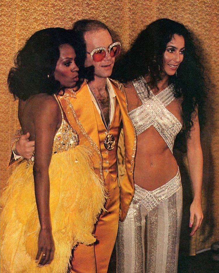 Diana Ross, Elton John, and Cher, 1975
