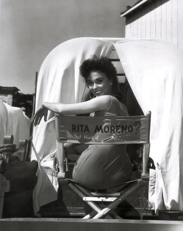 Rita Moreno on the set of 'Untamed,' 1955.