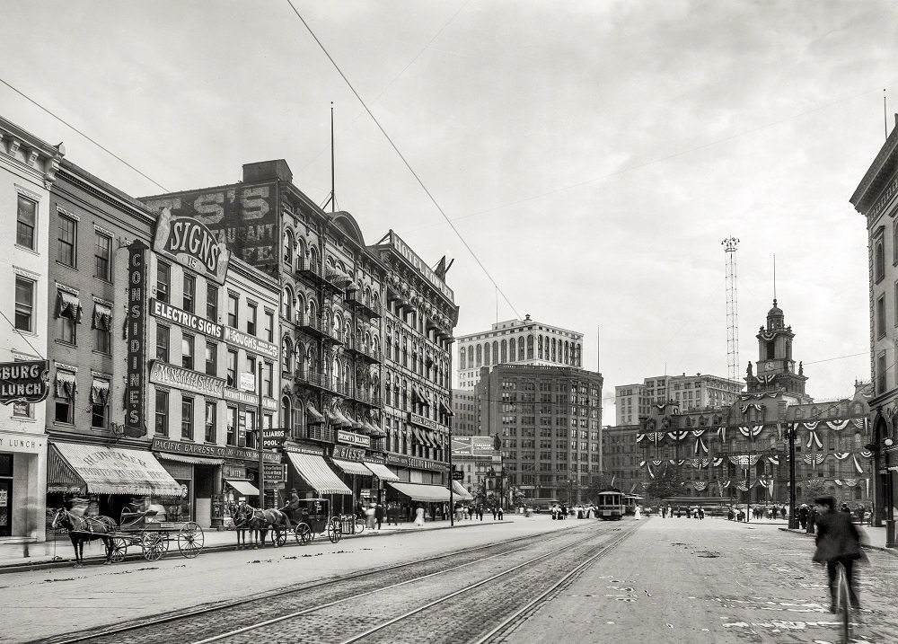 Monroe Avenue and City Hall, Detroit, 1910