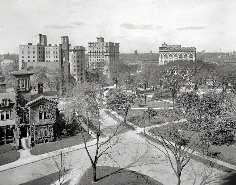 Corner of Grand Circus Park, Detroit, 1908