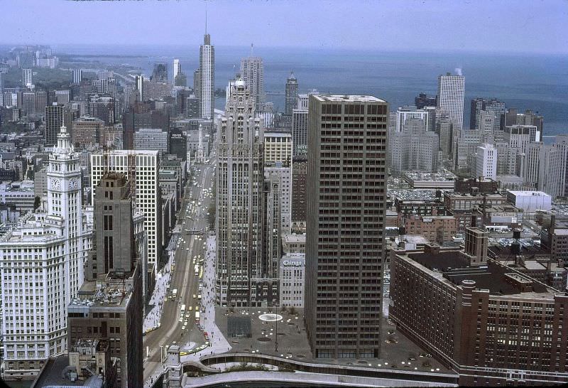 Chicago from top of building, 1967