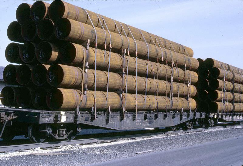 Pipes on a train, 1967