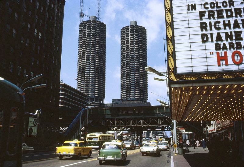 View of Marina Towers from State Street, 1967