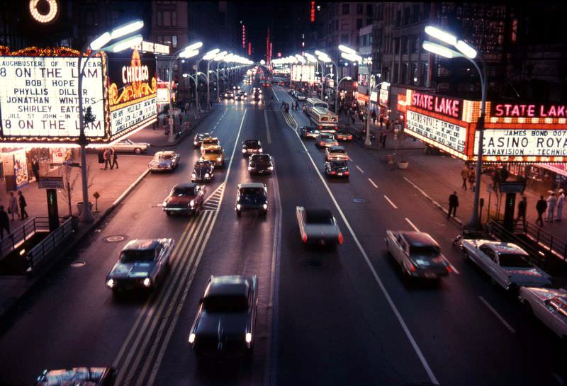 Casino Royale marquee on State Lake Theater, 1967