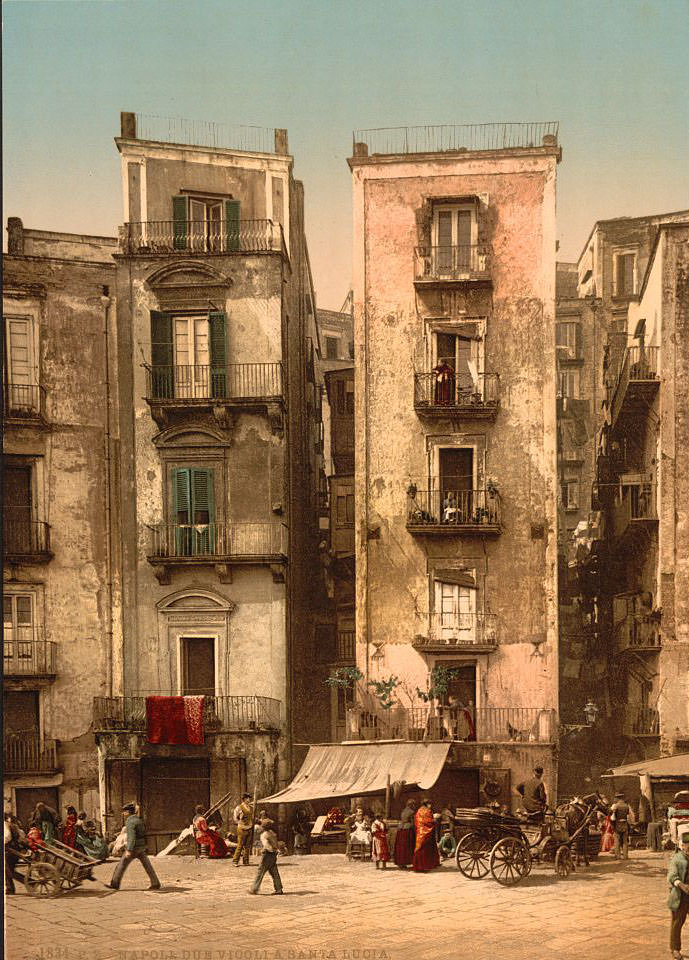 A narrow streets, Naples, 1890s