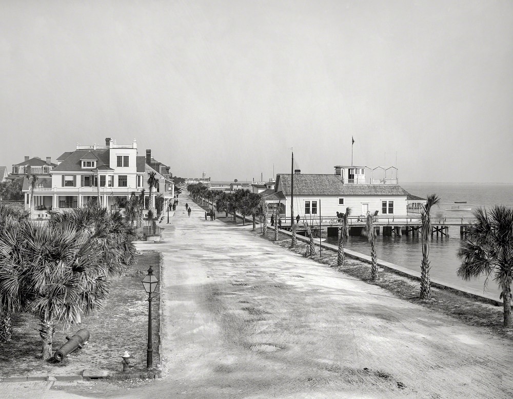 Bay Street and seawall, St. Augustine, Florida, circa 1904