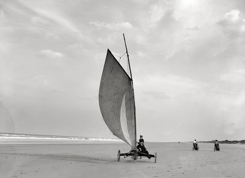Sailing on the beach at Ormond, Florida, 1903