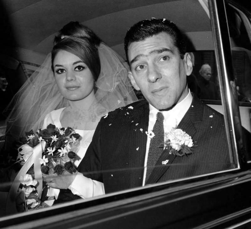 Frances Shea and gangster Reggie Kray on their wedding day, April 20th, 1965