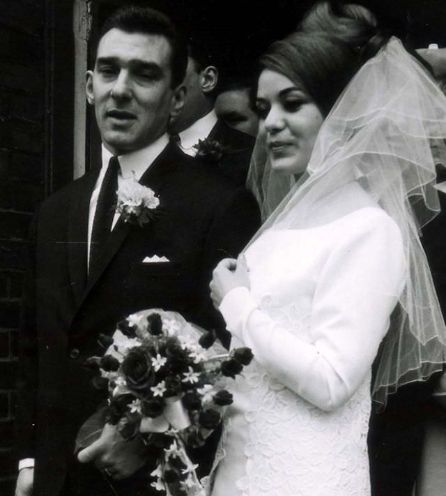 Frances Shea and gangster Reggie Kray on their wedding day, April 20th, 1965