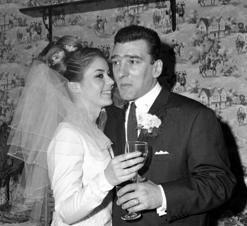 Frances Shea and gangster Reggie Kray on their wedding day, April 20th, 1965