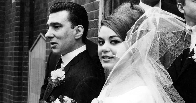 Frances Shea and gangster Reggie Kray on their wedding day, April 20th, 1965