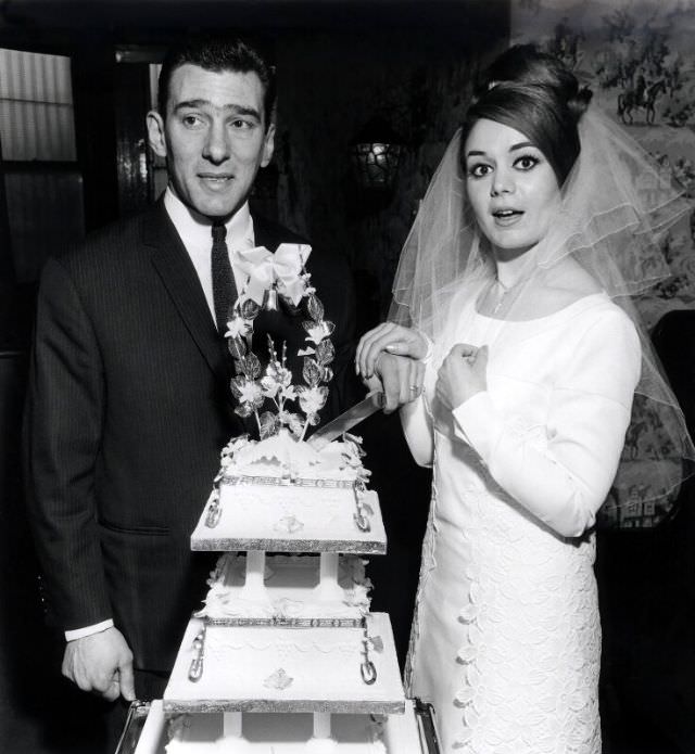 Frances Shea and gangster Reggie Kray on their wedding day, April 20th, 1965