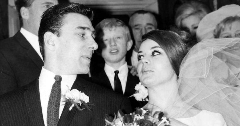 Frances Shea and gangster Reggie Kray on their wedding day, April 20th, 1965