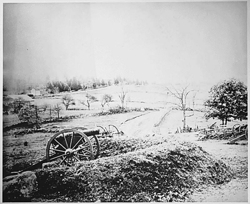 Cannons sit abandoned after the first day of Battle of Gettysburg.