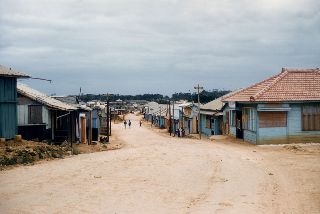 Suckahachi lane in Okinawa, 1950s