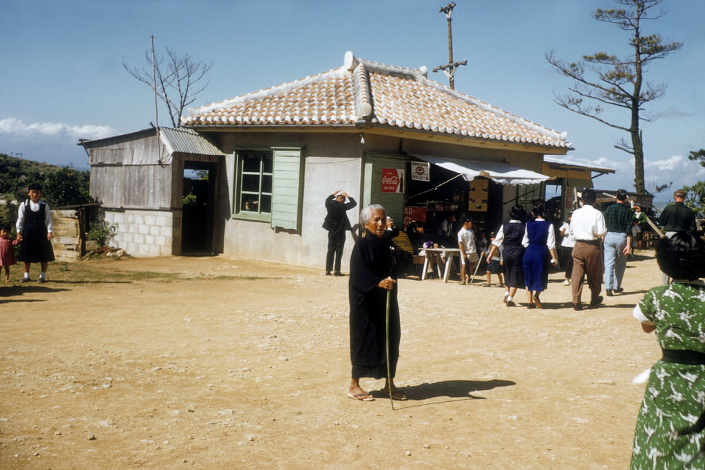 The old and new at Nakagusuku, 1950s