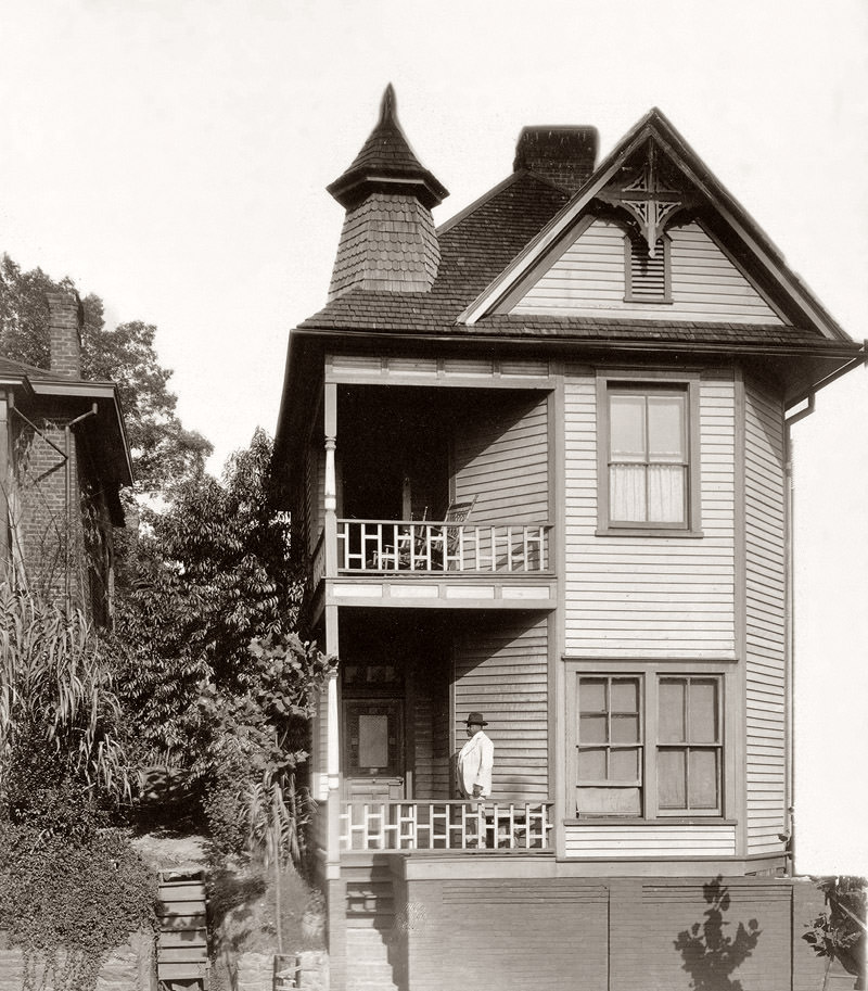 Man on the porch of his house in Georgia, probably near Atlanta, 1899