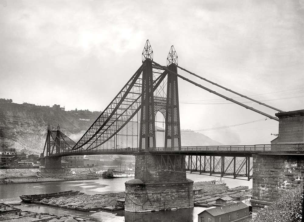 Point Bridge and coal barges, , Pittsburgh, 1900