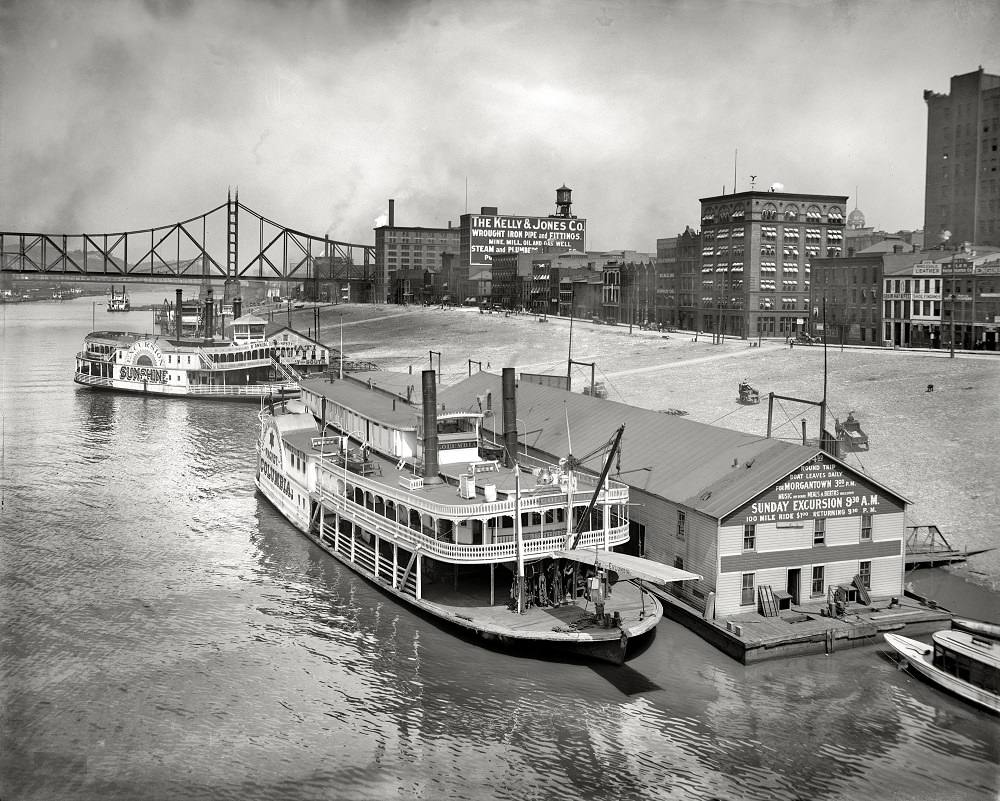 Monongahela River levee from Smithfield Street Bridge, Pittsburgh, 1910