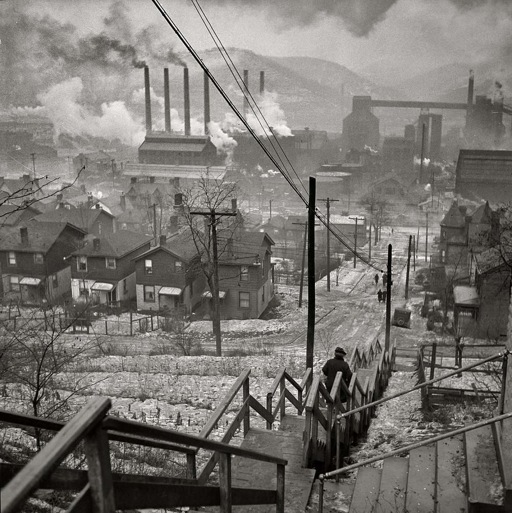 Long stairway in mill district of Pittsburgh, Pennsylvania, January 1941