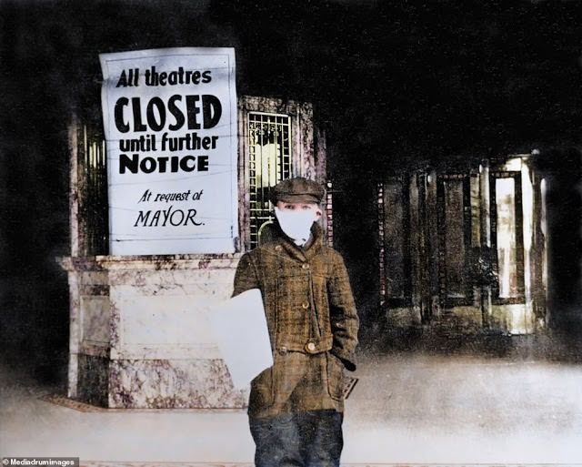 Theatres and public spaces were shut down to help prevent the virus spreading in the Spanish flu outbreak in 1918.