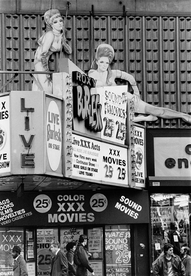 The Roxy Burlesk Theater on 42nd Street, New York City, 1980.
