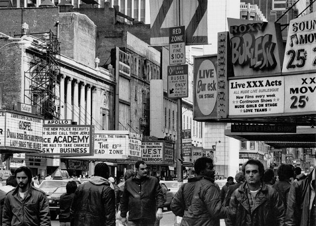 Cinemas and burlesque theatres on 42nd Street, New York City, 1984.
