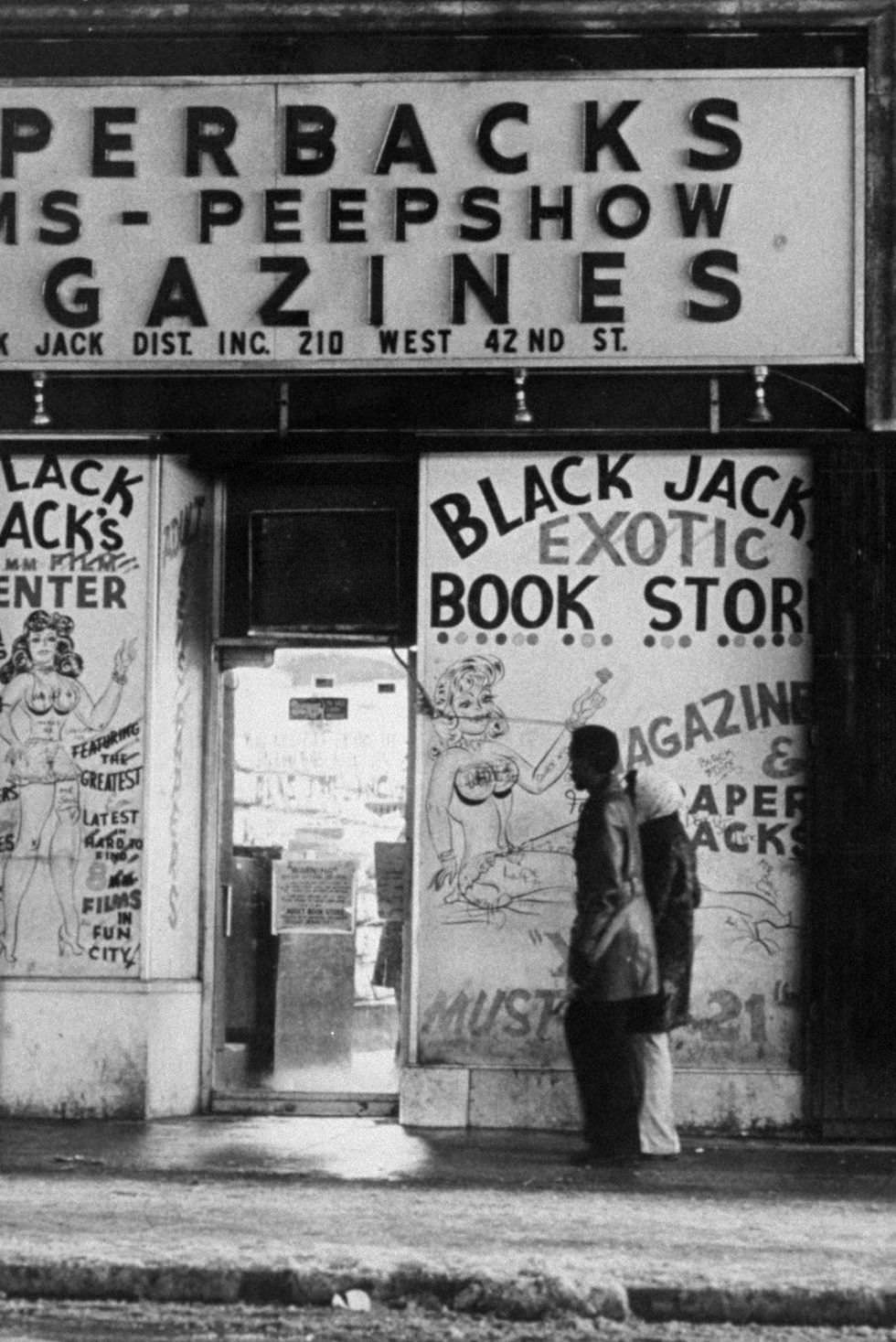 Black Jack Exotic Book Store on 42nd Street between Seventh and Eighth Avenue features the "latest and greatest." These stores were rampant in the 1970s.