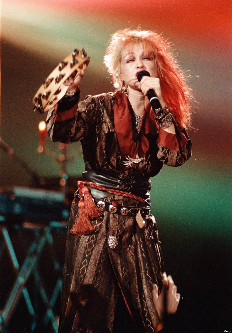Cyndi Lauper performing on stage, 1984