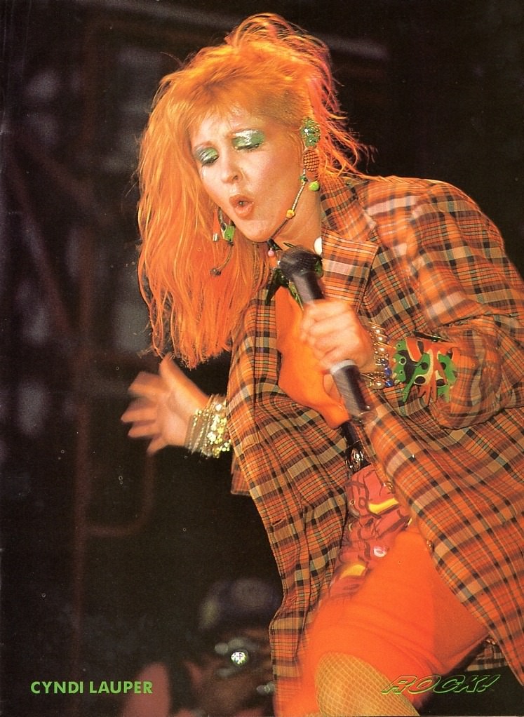Cyndi Lauper in action on stage, 1986