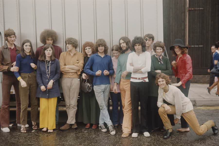 Members of Mercury's former English group Ibex pose in Bolton, Lancashire on August 23, 1969