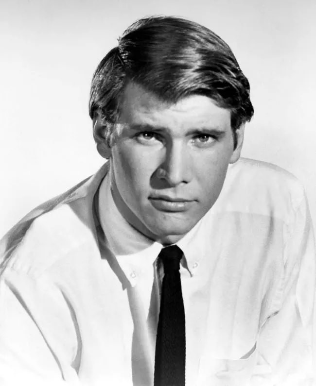 Young Harrison Ford in White Buttondown and Black Tie