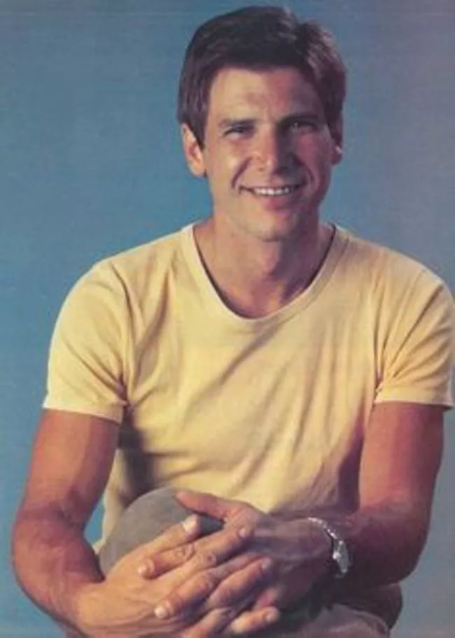 Young Harrison Ford in Yellow T-Shirt