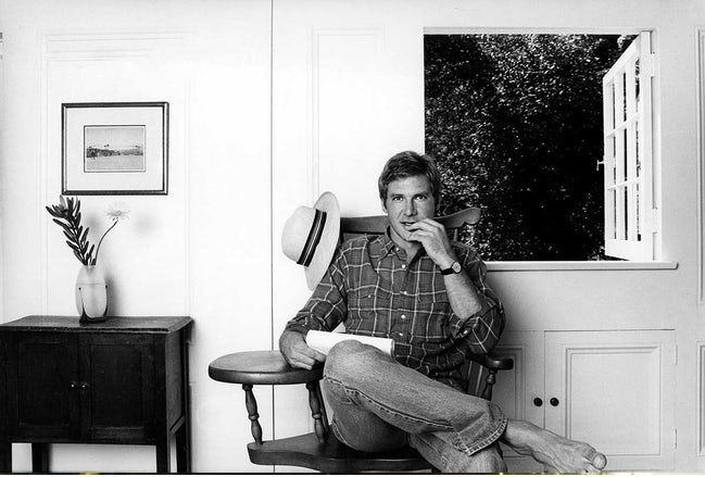 Young Harrison Ford in Blue Jeans and Patterned Buttondown