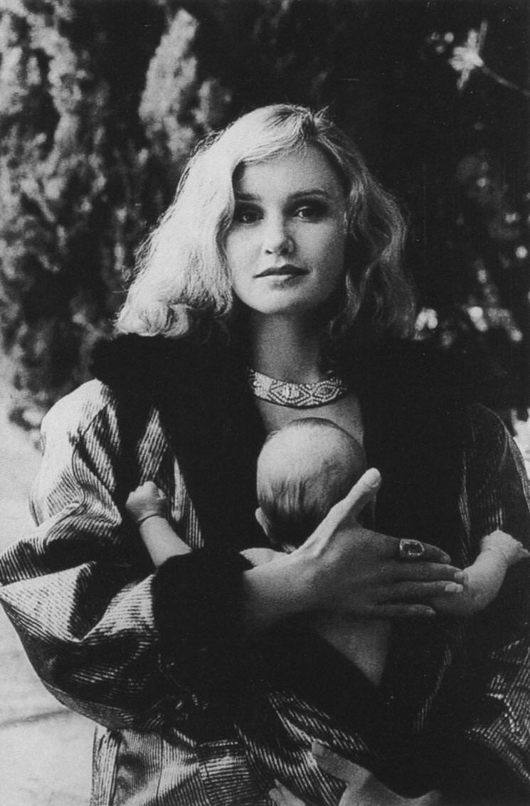 Jessica lange holding a baby, 1981