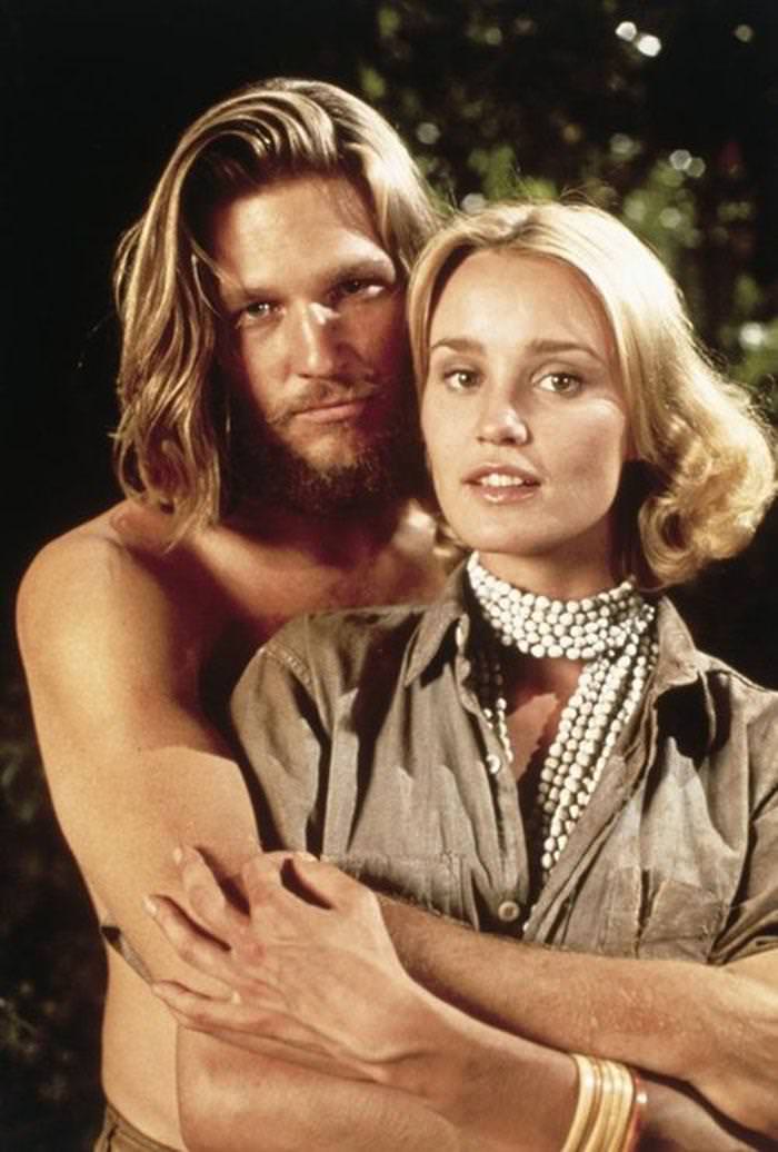 Jessica Lange with Jeff Bridges on the set of King Kong (1976)