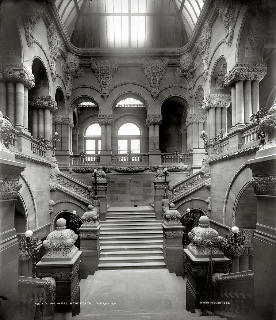Staircase in the Capitol Albany, New York, circa 1905
