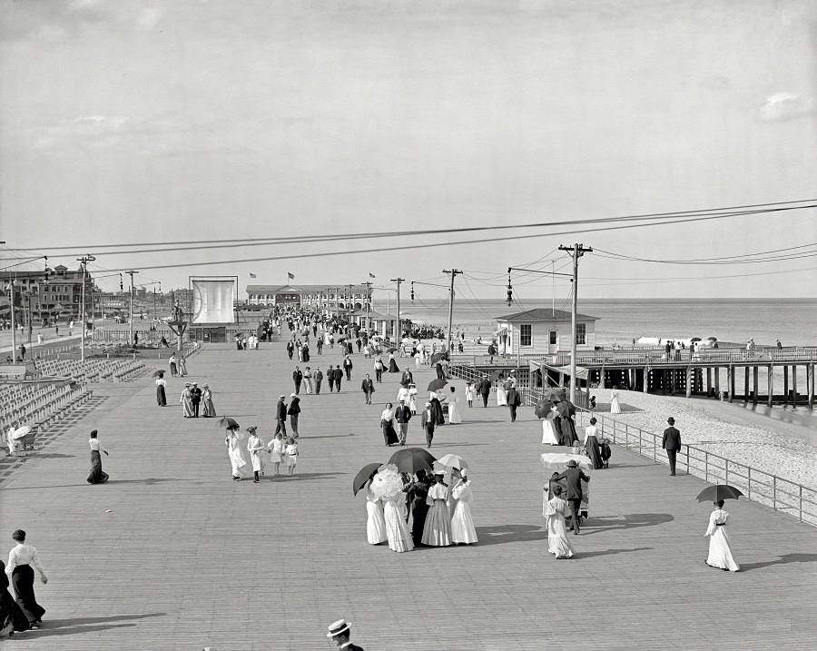 Boardwalk at Asbury Park, The Jersey Shore circa 1905