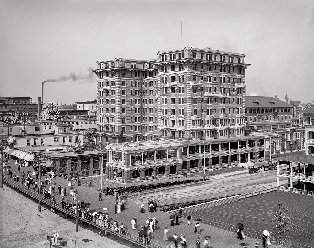 Boardwalk and Hotel Chalfonte. Atlantic City, New Jersey, 1904