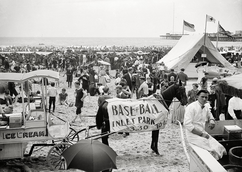 On the beach, Atlantic City, 1906