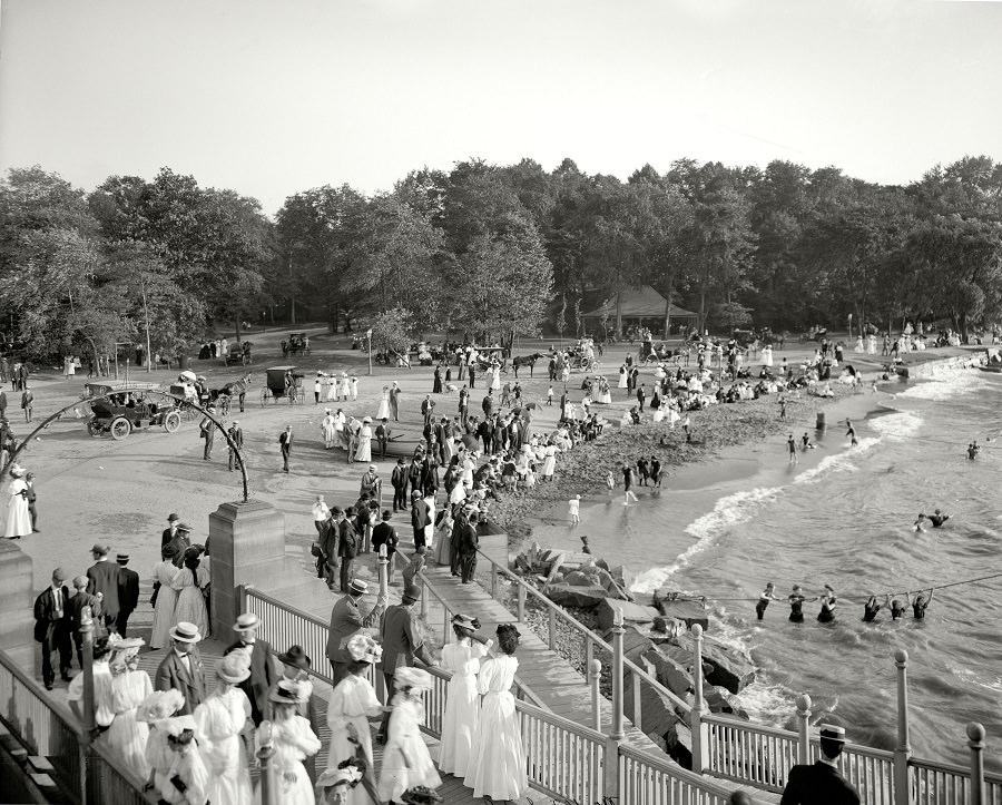 The beach at Gordon Park, Cleveland, 1908
