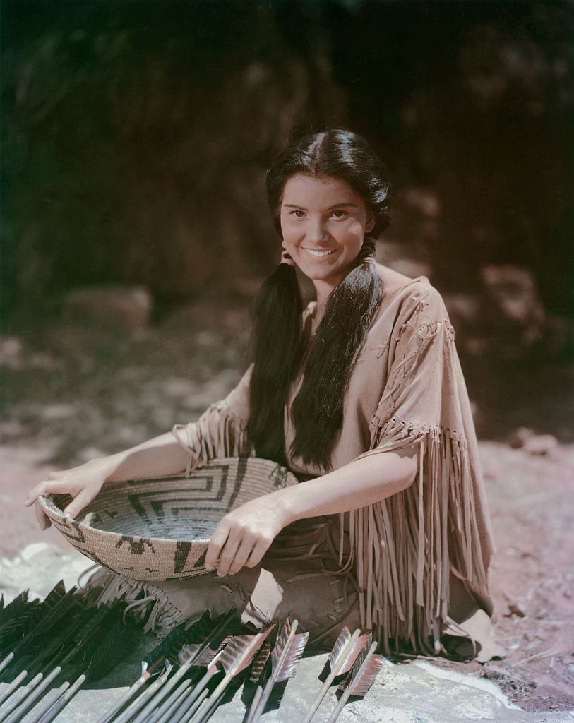 Debra Paget on the set of "Broken Arrow