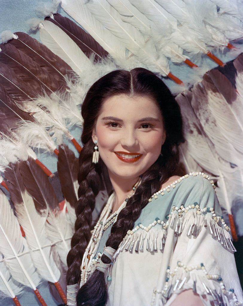 Debra Paget on the set of "Broken Arrow".