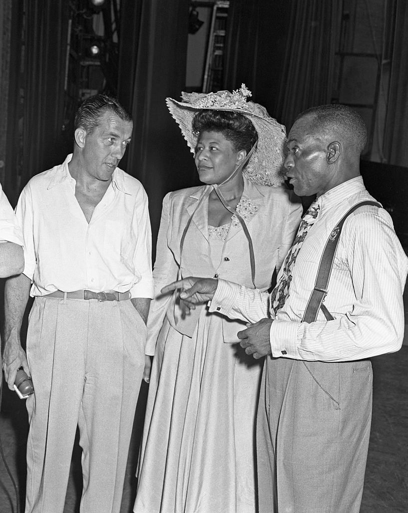 Ella Fitzgerald with Bill Bojangles and Robinson at CBS television variety show, "Toast of the Town", 1948