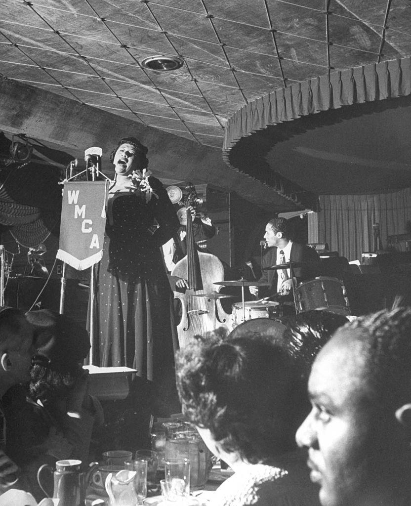 Ella Fitzgerald with NY Congressman Adam Clayton Powell and Hazel Scott, 1949