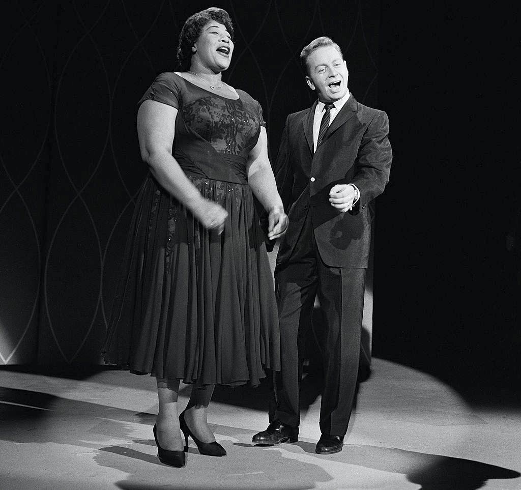 Ella Fitgerald performing a duet on an episode of 'The Garry Moore Show,' New York, New York, March 25, 1960