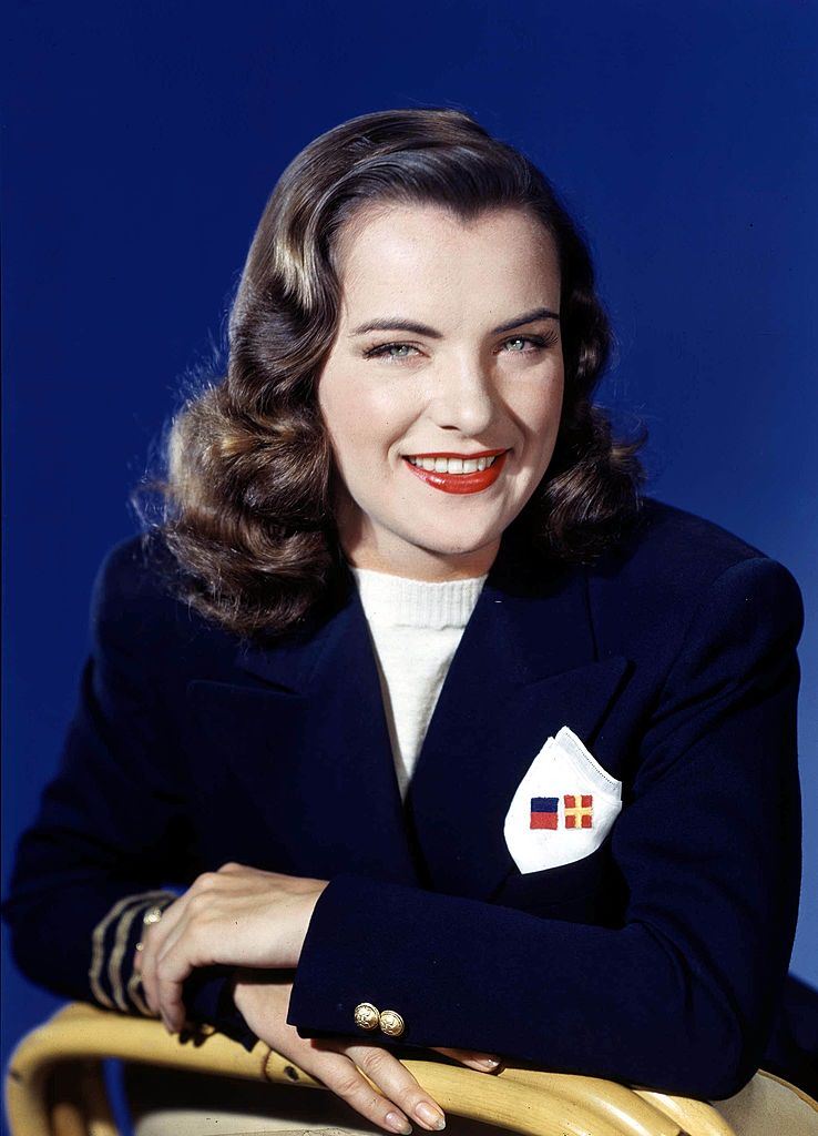 Ella Raines wearing a smart blazer jacket, 1953