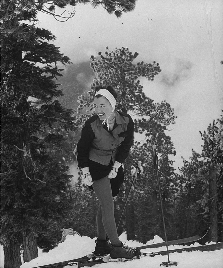 Ella Raines skiing.